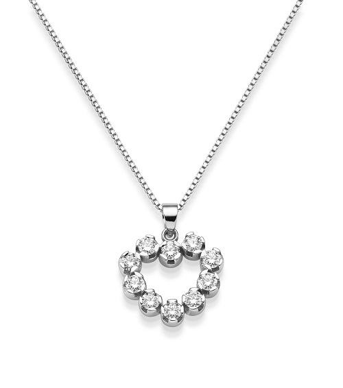 Haakonsen hjerteformet diamantanheng i hvitt gull 1.01 ct.