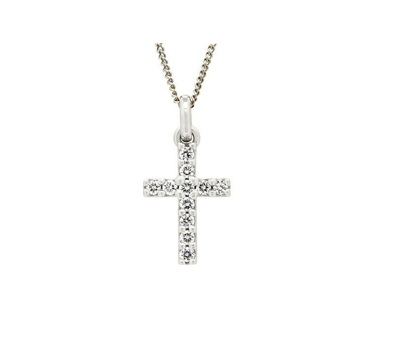 Haakonsen diamantkors i hvitt gull 0.15 ct.