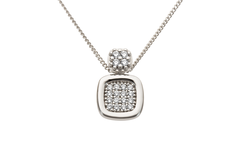 Haakonsen anheng i hvitt gull med diamanter 0.12 ct.