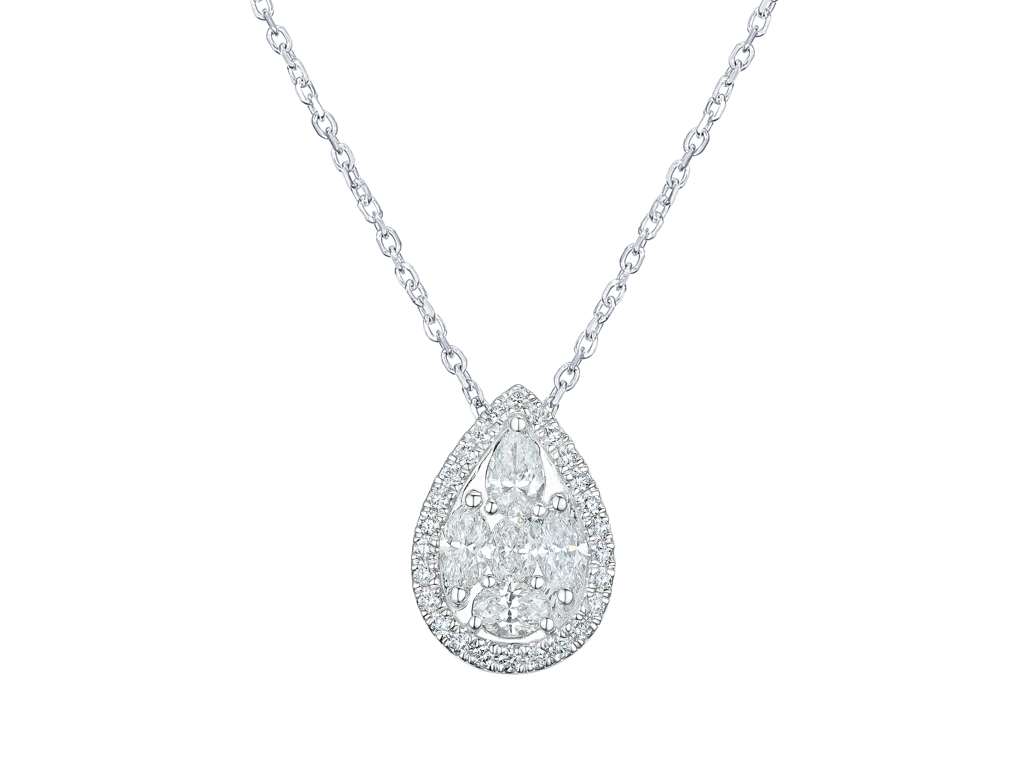 Haakonsen dråpe anheng i hvitt gull med diamanter 0.97 ct .