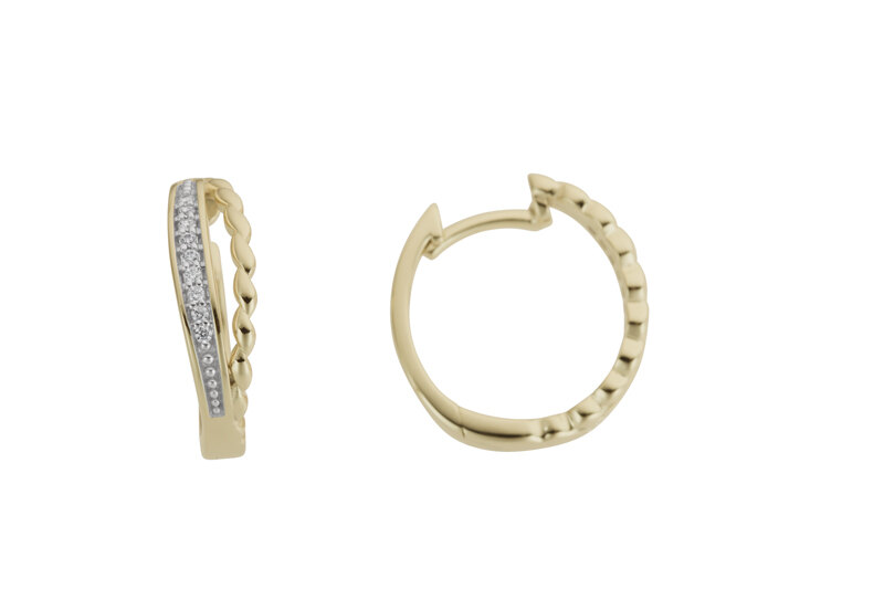 Haakonsen øreringer i gull med diamanter.