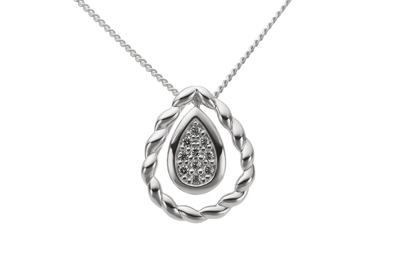 Haakonsen anheng i hvitt gull med diamanter 0.05 ct.