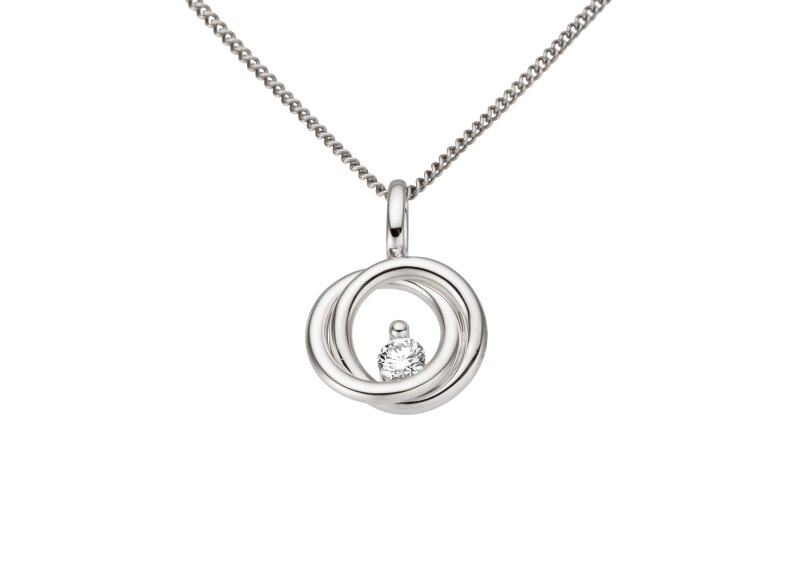 Haakonsen anheng i hvitt gull med diamant 0.07 ct.