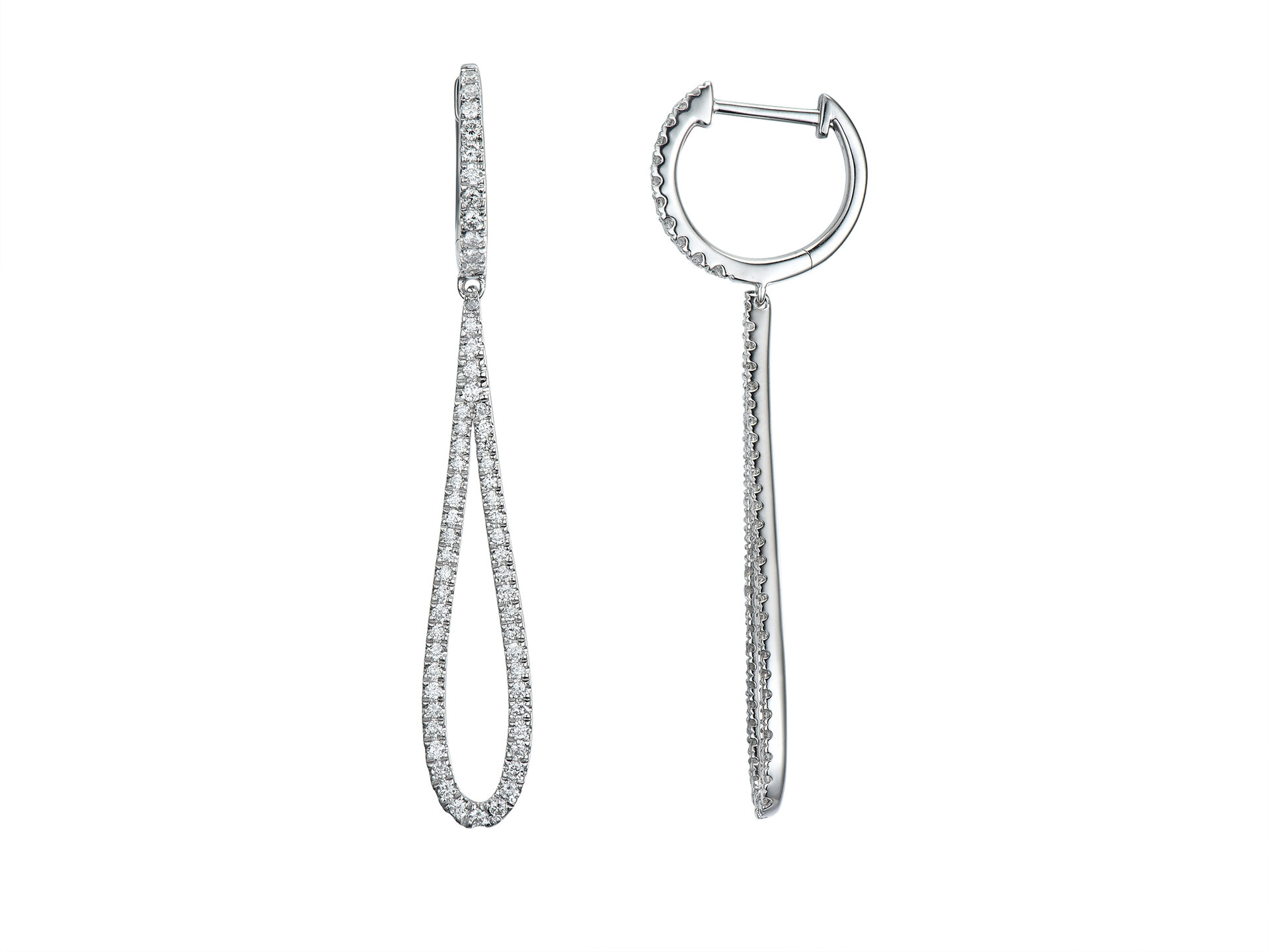 Haakonsen hvitt gull diamant øreringer med heng.