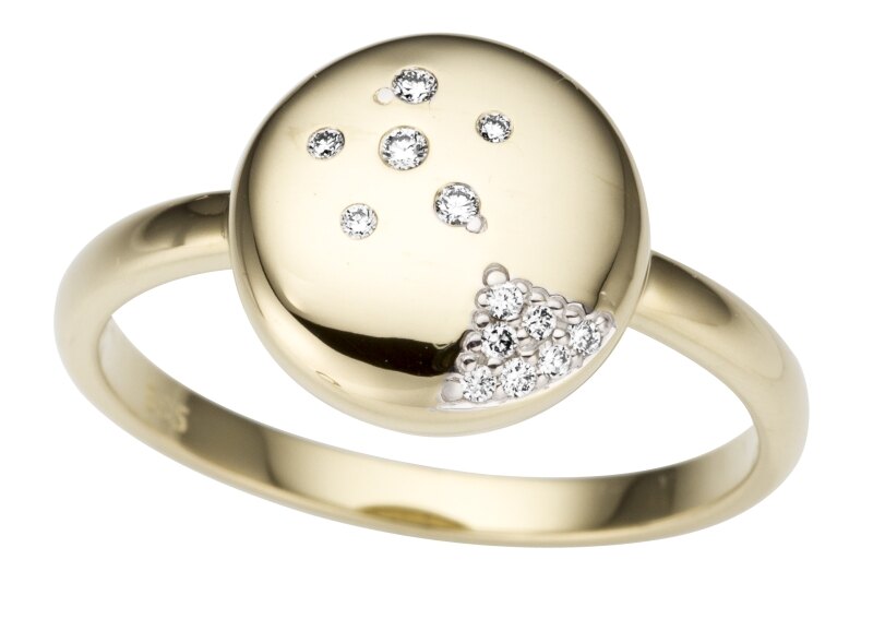 Haakonsen ring i gull med diamanter.