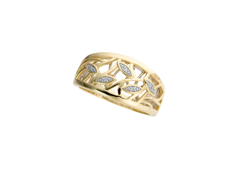 Haakonsen ring i gull og hvitt gull med diamanter.