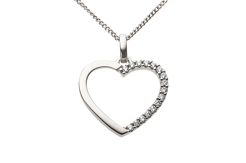 Haakonsen anheng i hvitt gull med diamanter 0.08 ct.